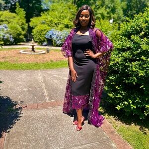 Purple Floral Lace Kimono